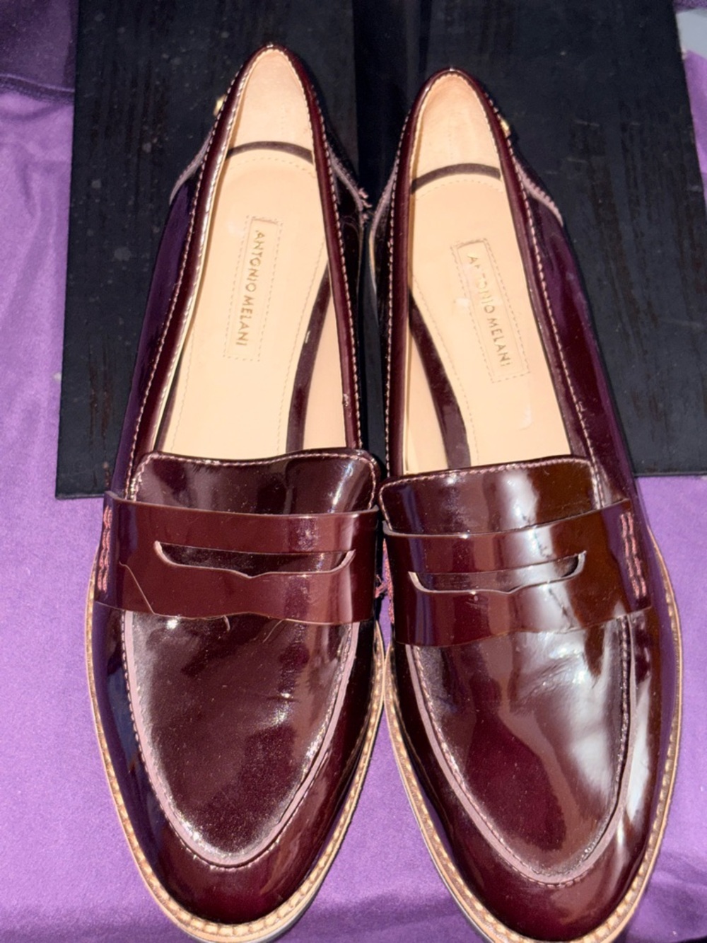 ANTONIO MELANI Women Burgundy Patent Loafers